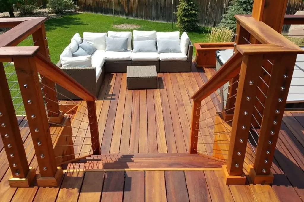custom deck design with railings